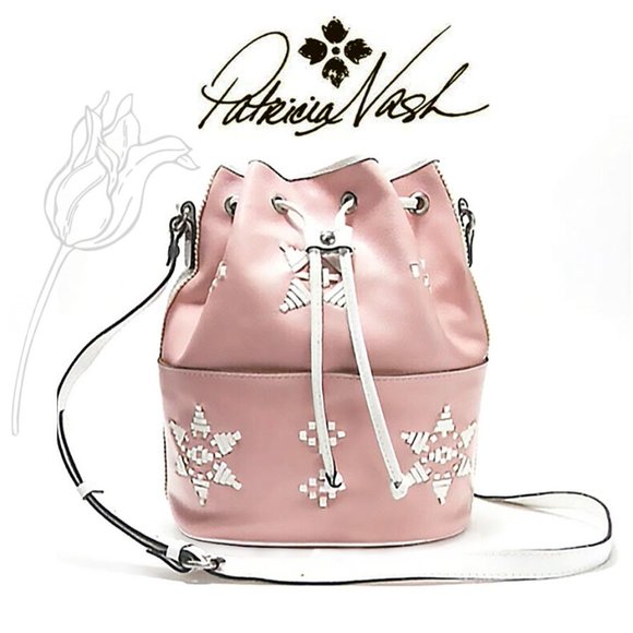 Patricia Nash Pink and White Brindisi Drawstring Bag - Picture 1 of 15